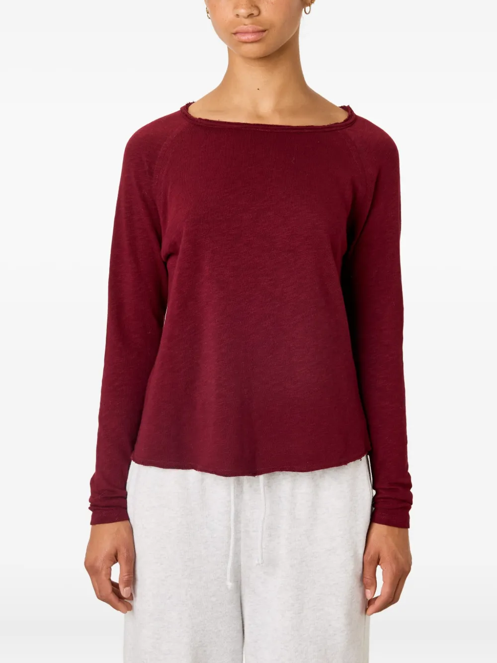 American Vintage Top met raglan mouwen en boothals Rood