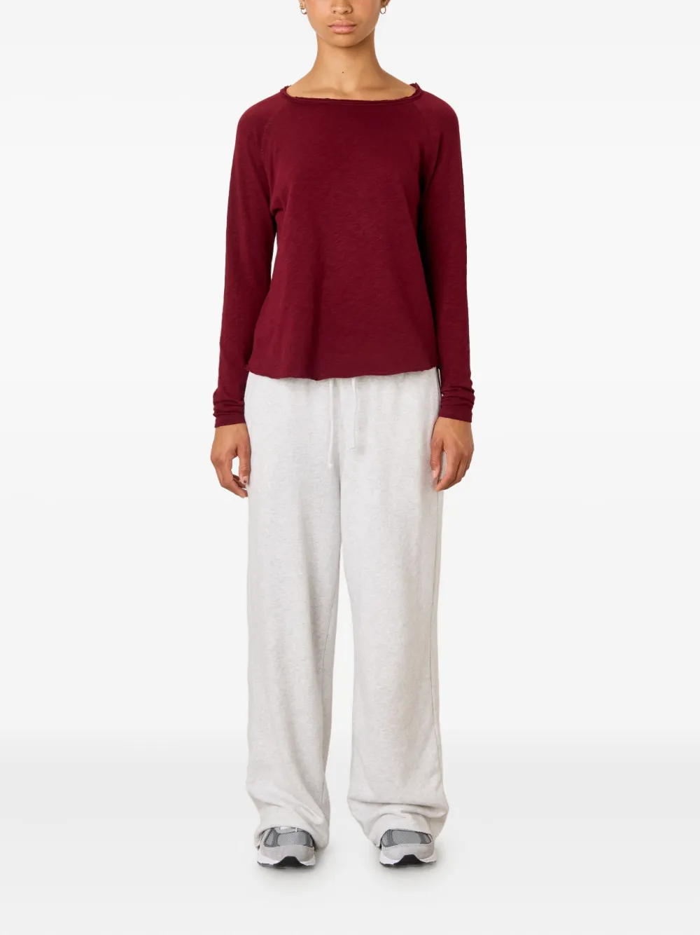 American Vintage Top met raglan mouwen en boothals Rood