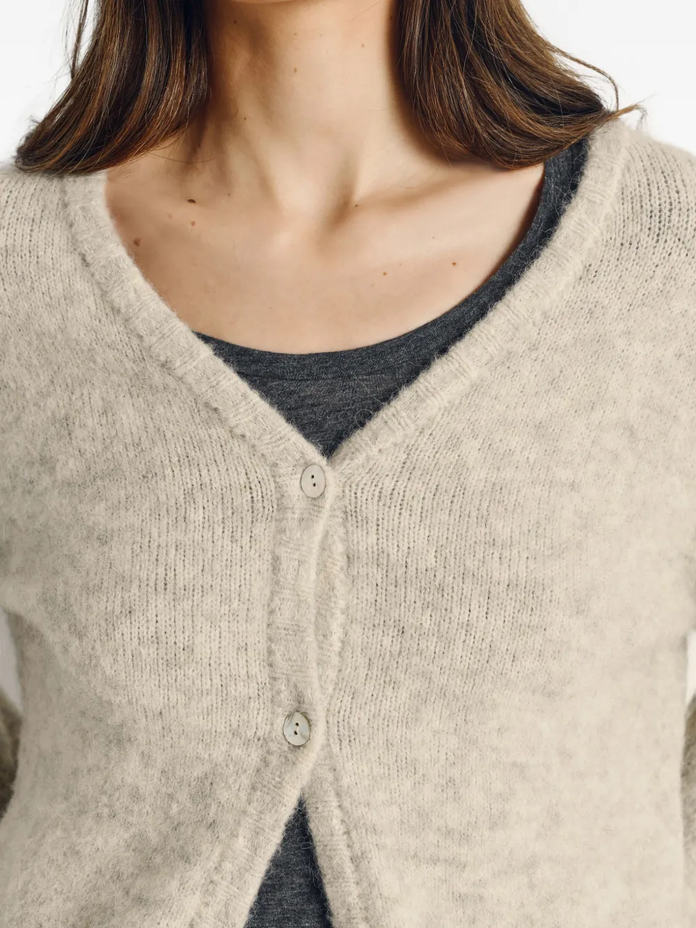 Button V-Neck East Cardigan