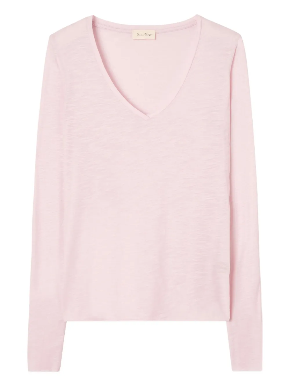 American Vintage Jacksonville Long-sleeve V-neck T-shirt In Pink
