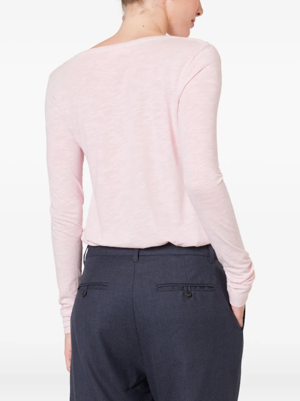 American Vintage Jacksonville Long-sleeve V-neck T-shirt In Pink