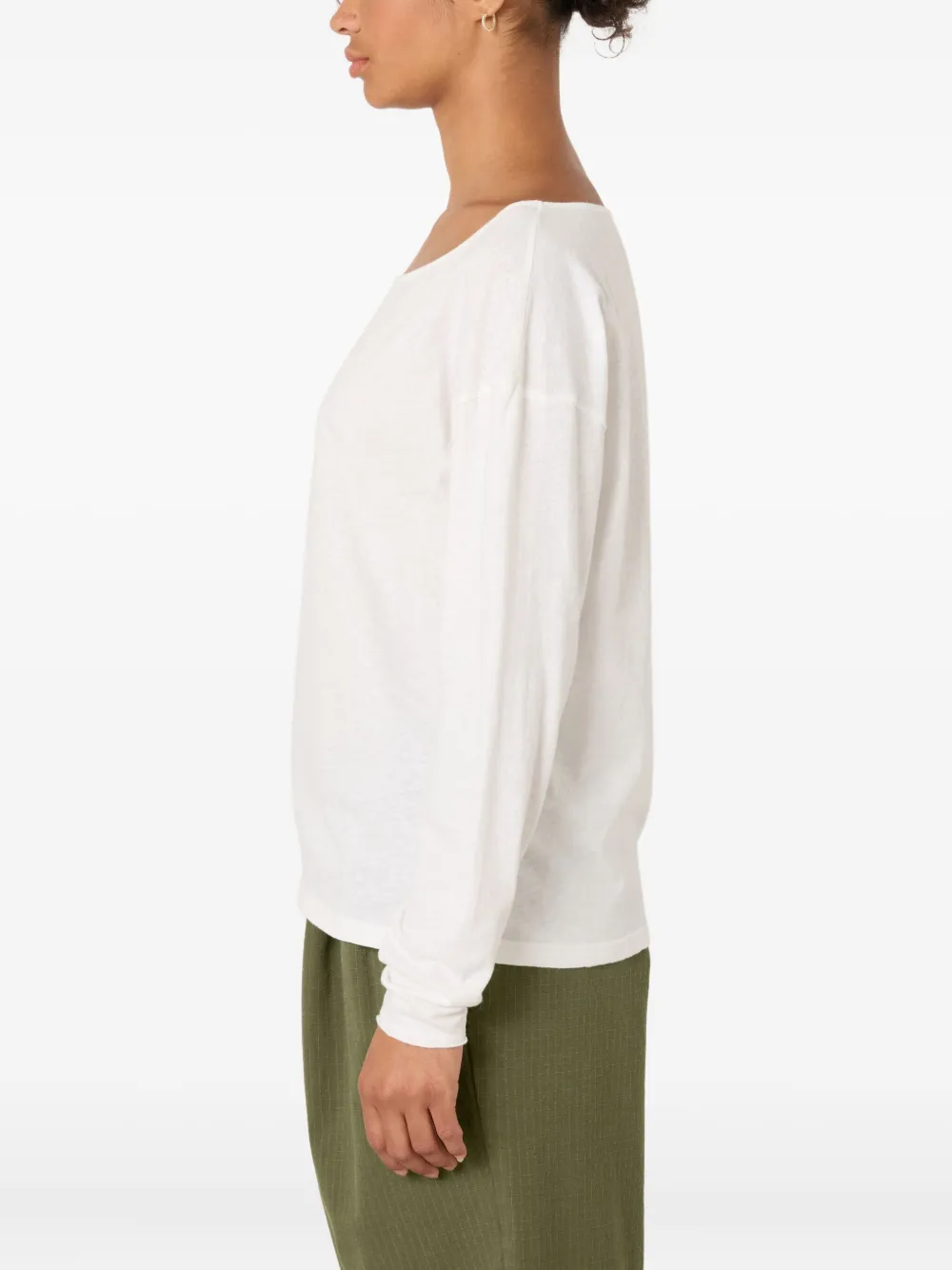 American Vintage Aksun Boat-neck Long-sleeved T-shirt In White