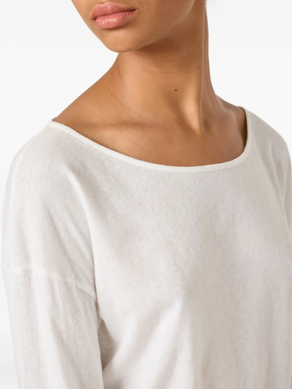 American Vintage Aksun Boat-neck Long-sleeved T-shirt In White