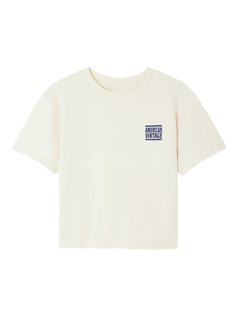 American Vintage Kids Ykobow Cotton T-shirt With Printed Logo In Neutral