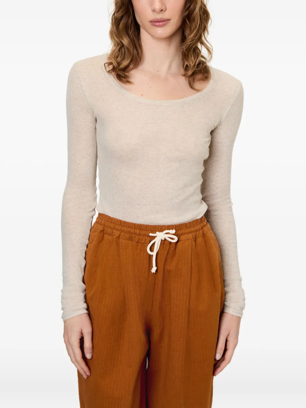 American Vintage Massachusetts Long-sleeves T-shirt In Neutral