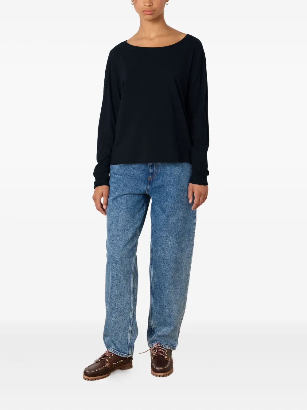 American Vintage Boat Neck Aksun T-shirt In Black