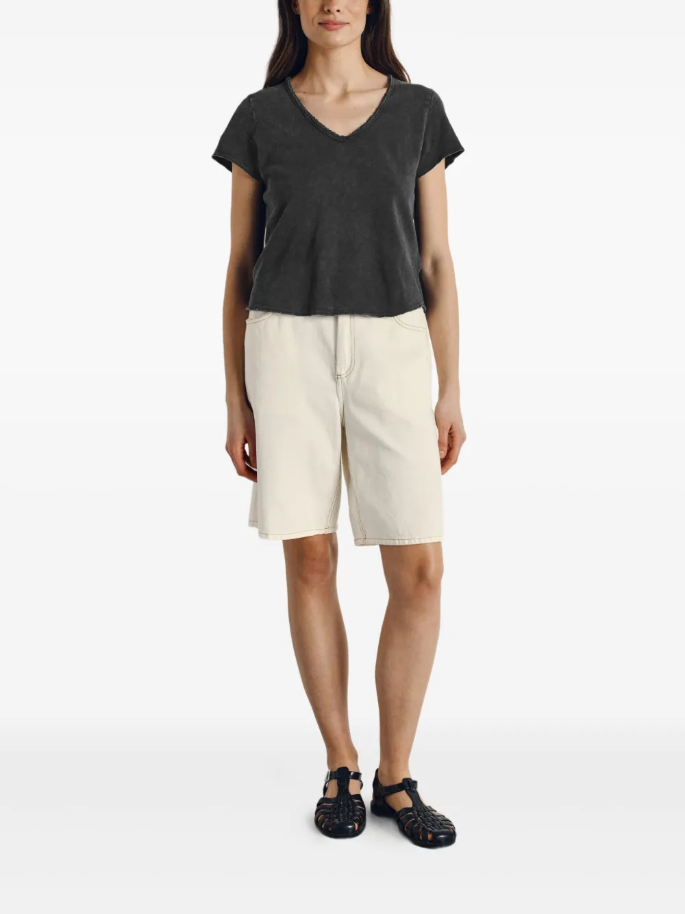 American Vintage Sonoma V-neck T-shirt In Gray