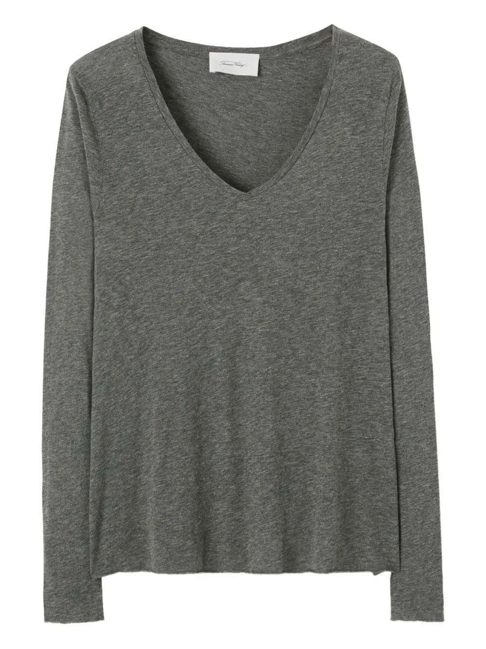 American Vintage Jacksonville V-neck Long-sleeved Top In Gray
