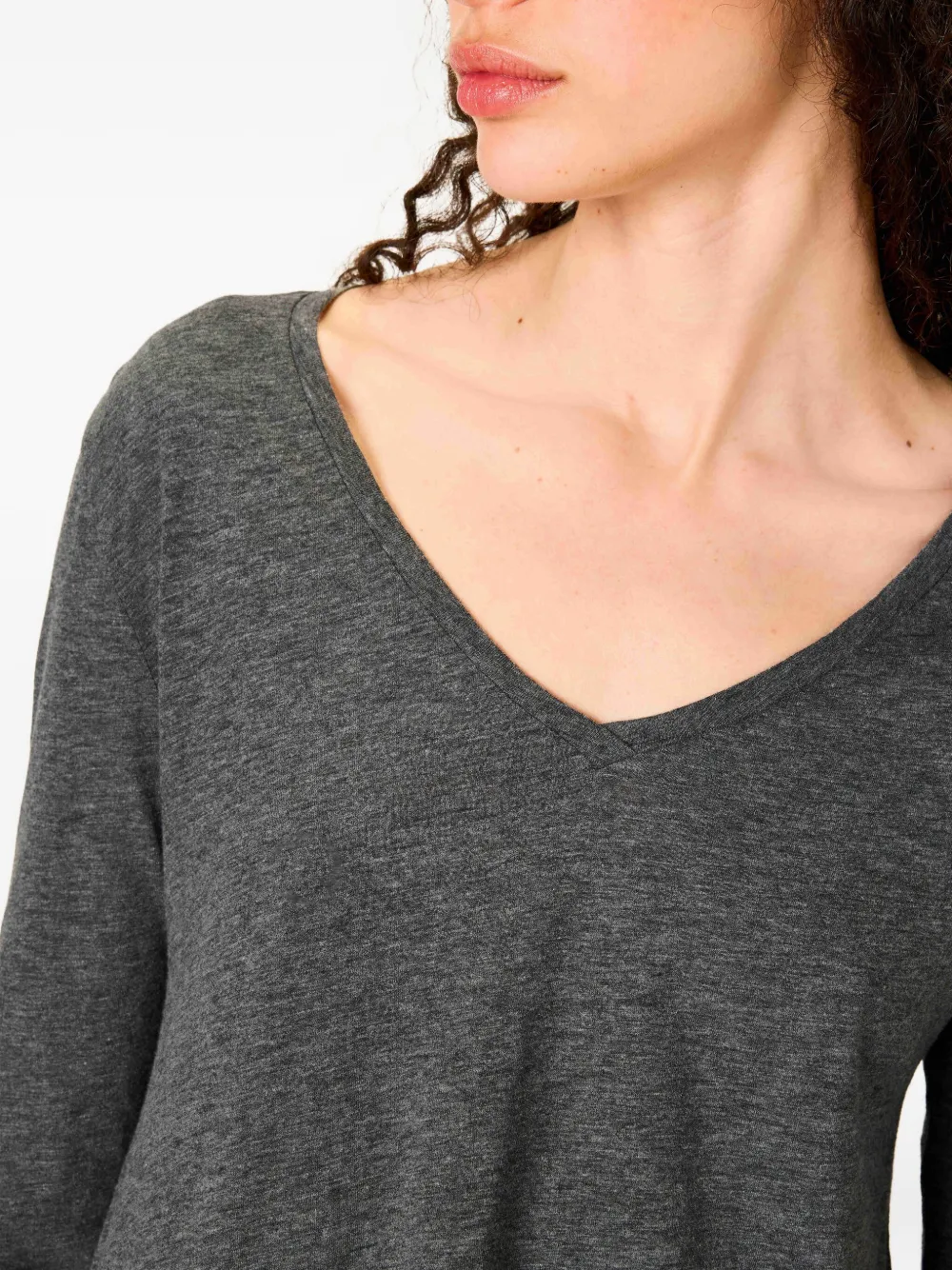 American Vintage Jacksonville V-neck Long-sleeved Top In Gray