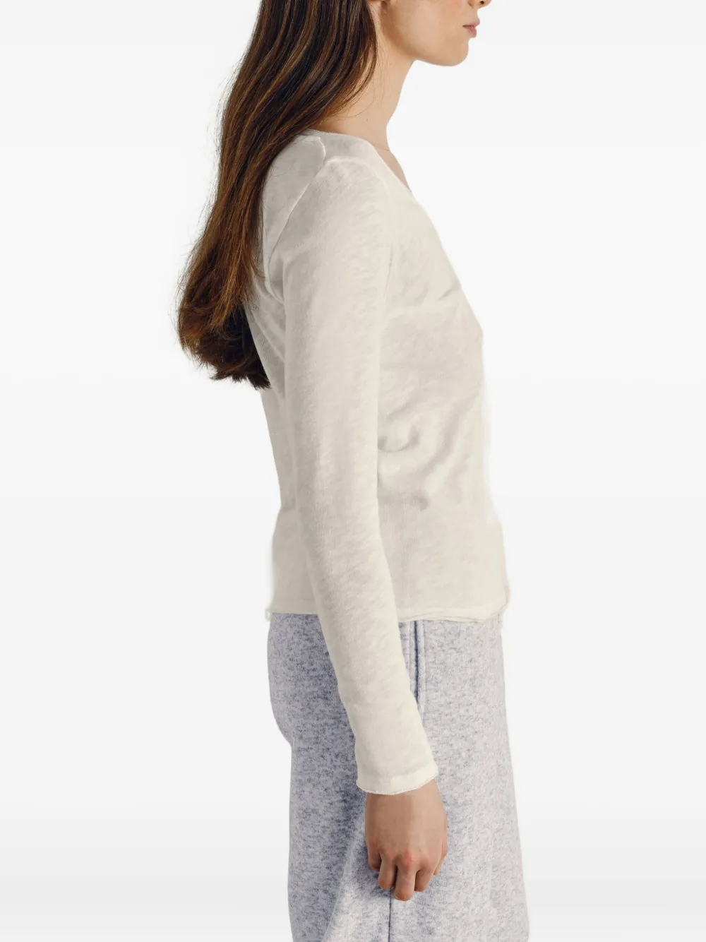 American Vintage Sonoma Long-sleeves V-neck T-shirt In White