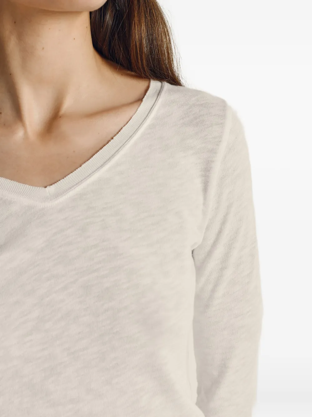 American Vintage Sonoma Long-sleeves V-neck T-shirt In White