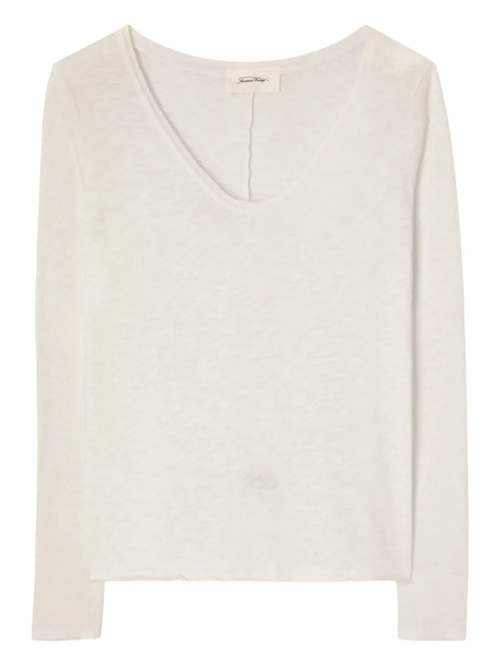 American Vintage Sonoma Long-sleeves V-neck T-shirt In White