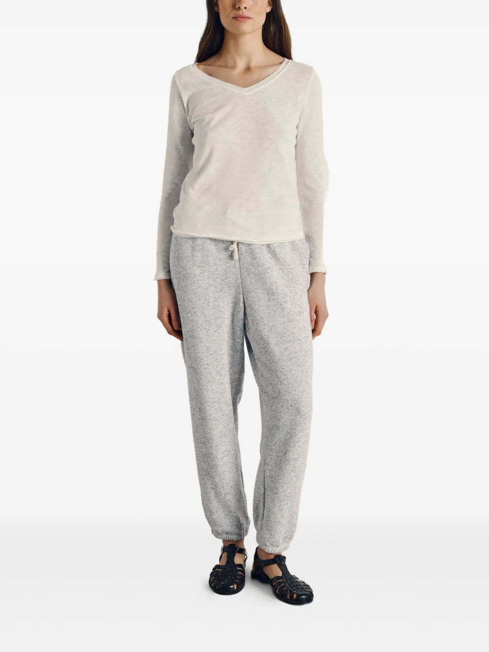 American Vintage Sonoma Long-sleeves V-neck T-shirt In White