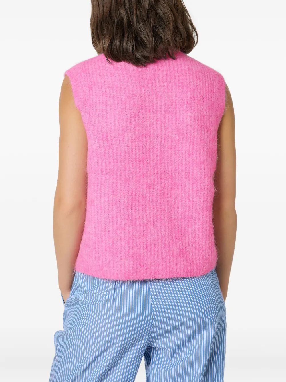 American Vintage East Sleeveless Buttoned Cardigan In Pink