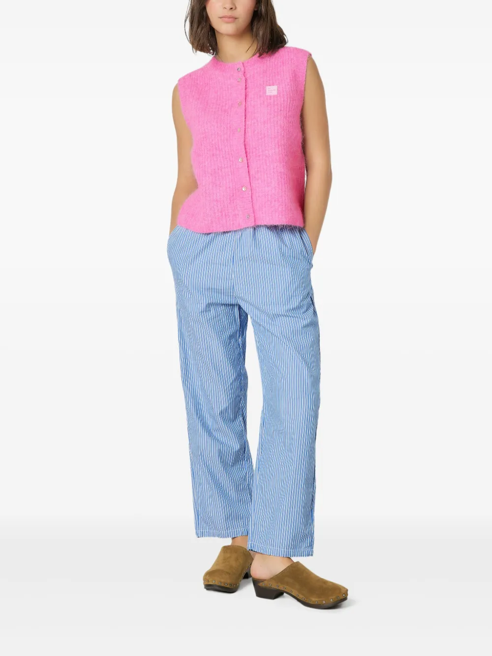 American Vintage East Sleeveless Buttoned Cardigan In Pink