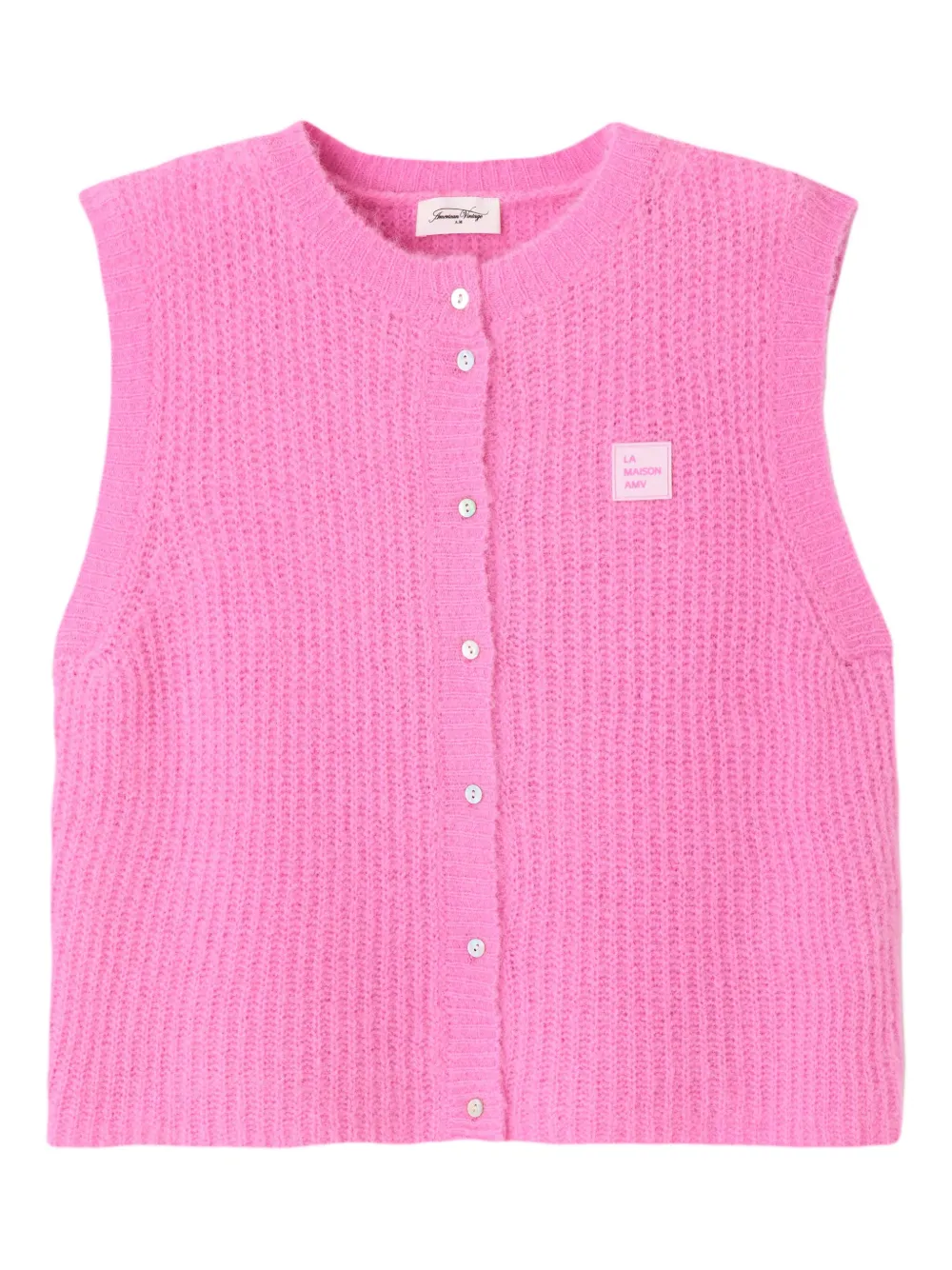 American Vintage East Sleeveless Buttoned Cardigan In Pink
