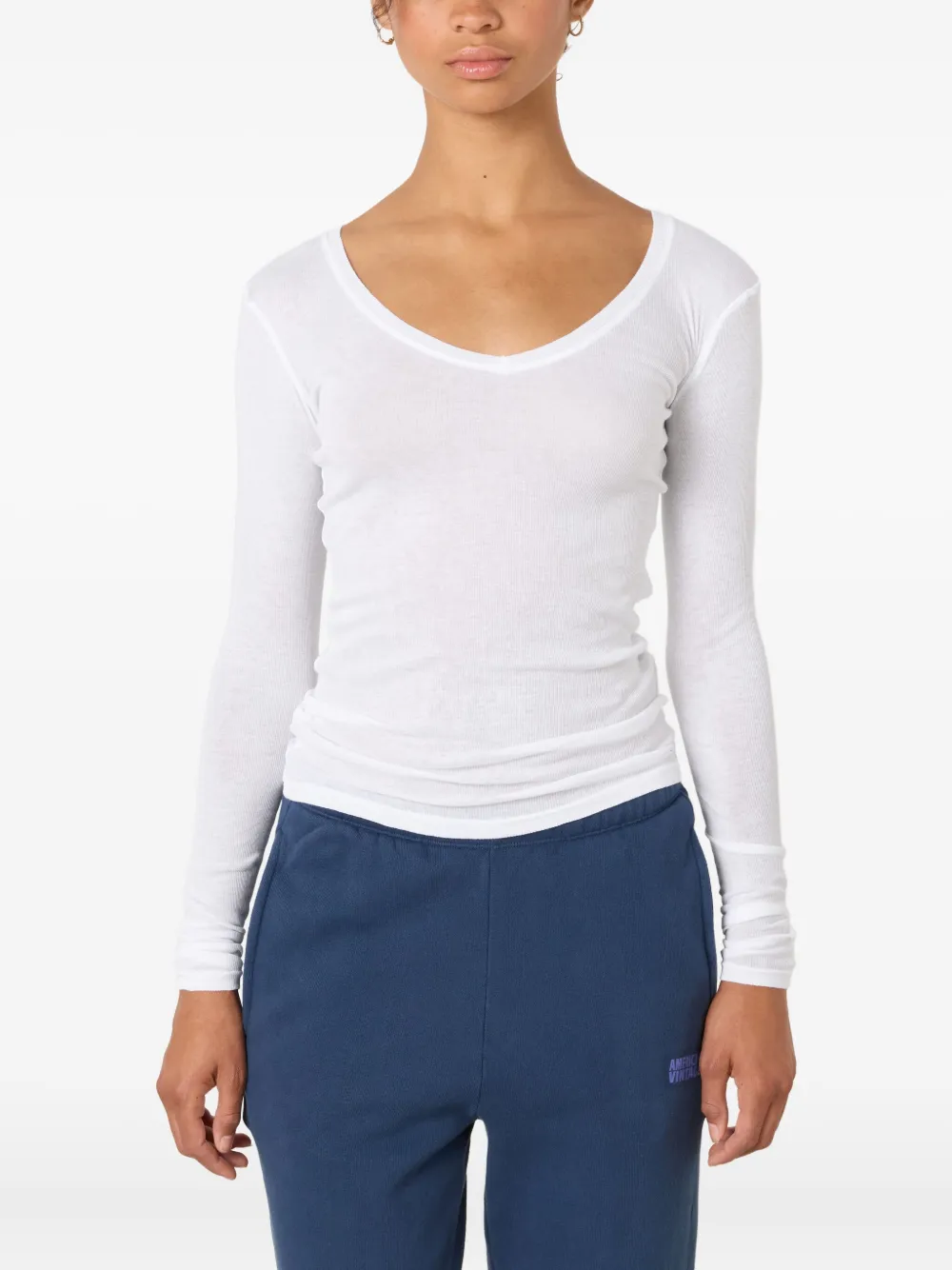 American Vintage Massachusetts Scoop-neck T-shirt In White