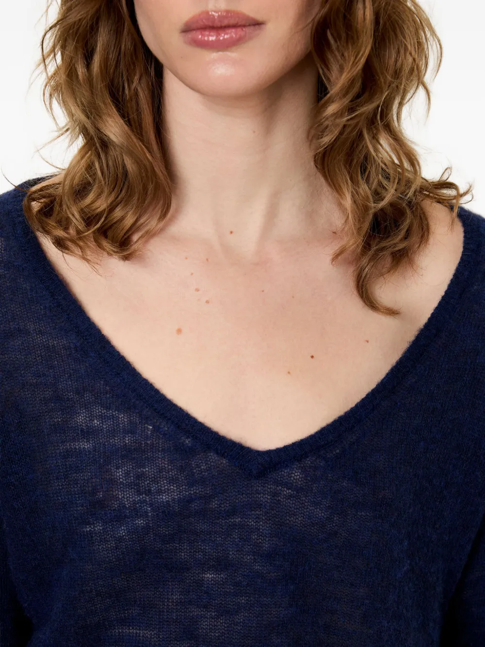 Dumy Fine-Knit V-Neck Sweater