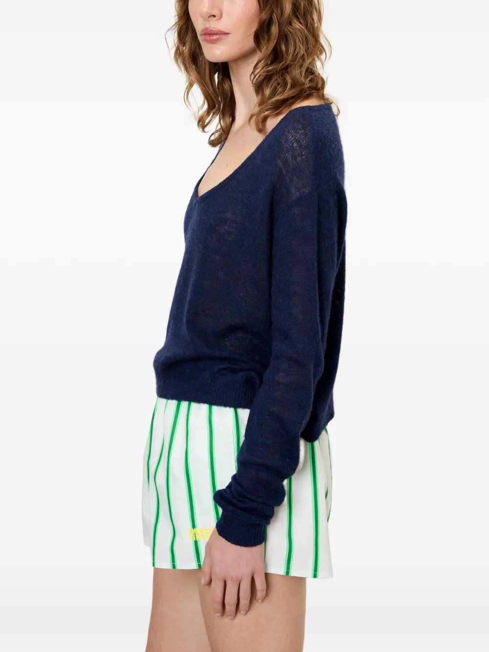 Dumy Fine-Knit V-Neck Sweater