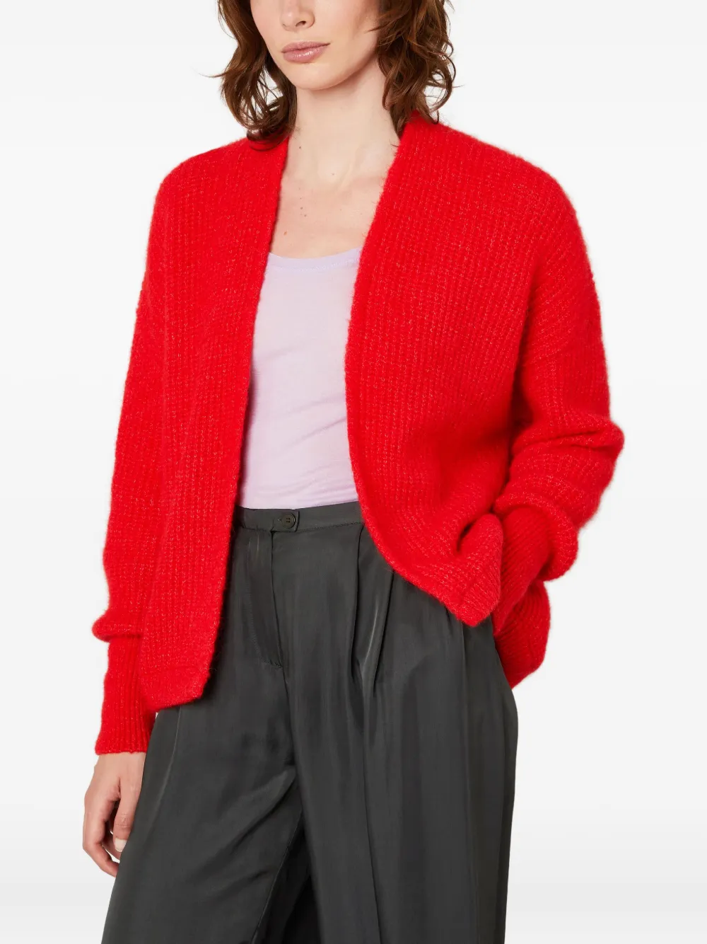 American Vintage East Fluffy Cardigan In Red