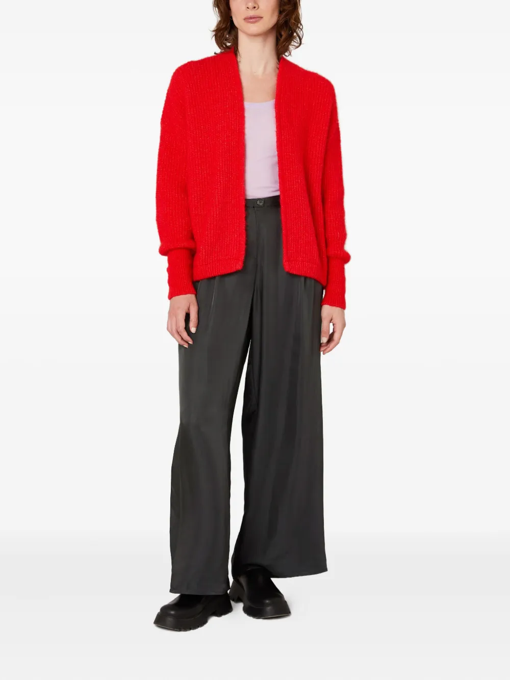 American Vintage East Fluffy Cardigan In Red