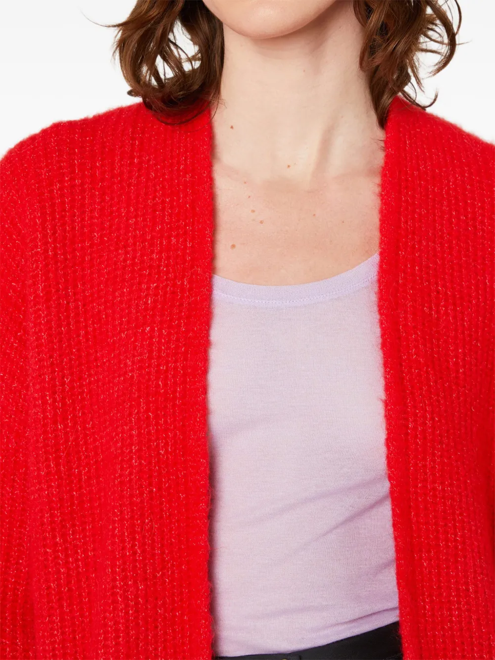 American Vintage East Fluffy Cardigan In Red