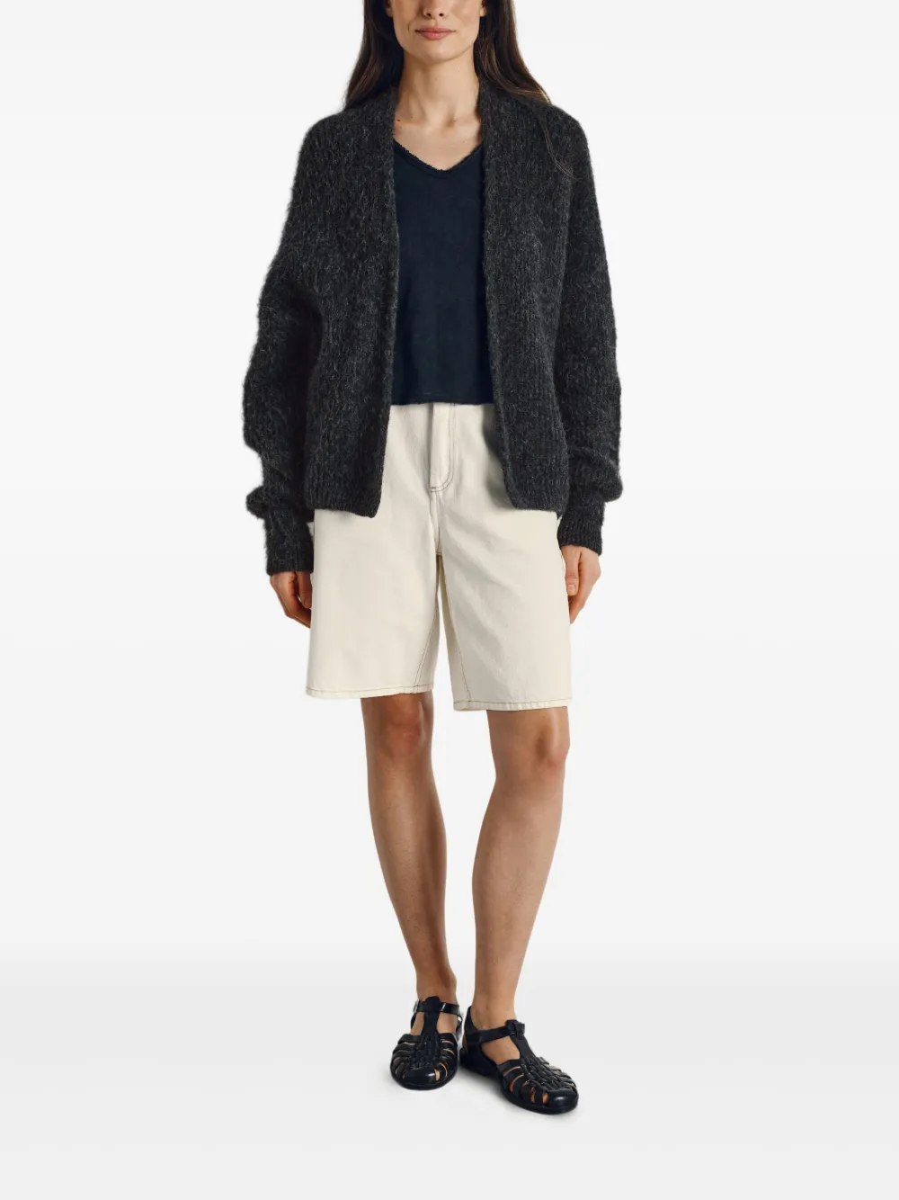 American Vintage East ribgebreid vest Grijs