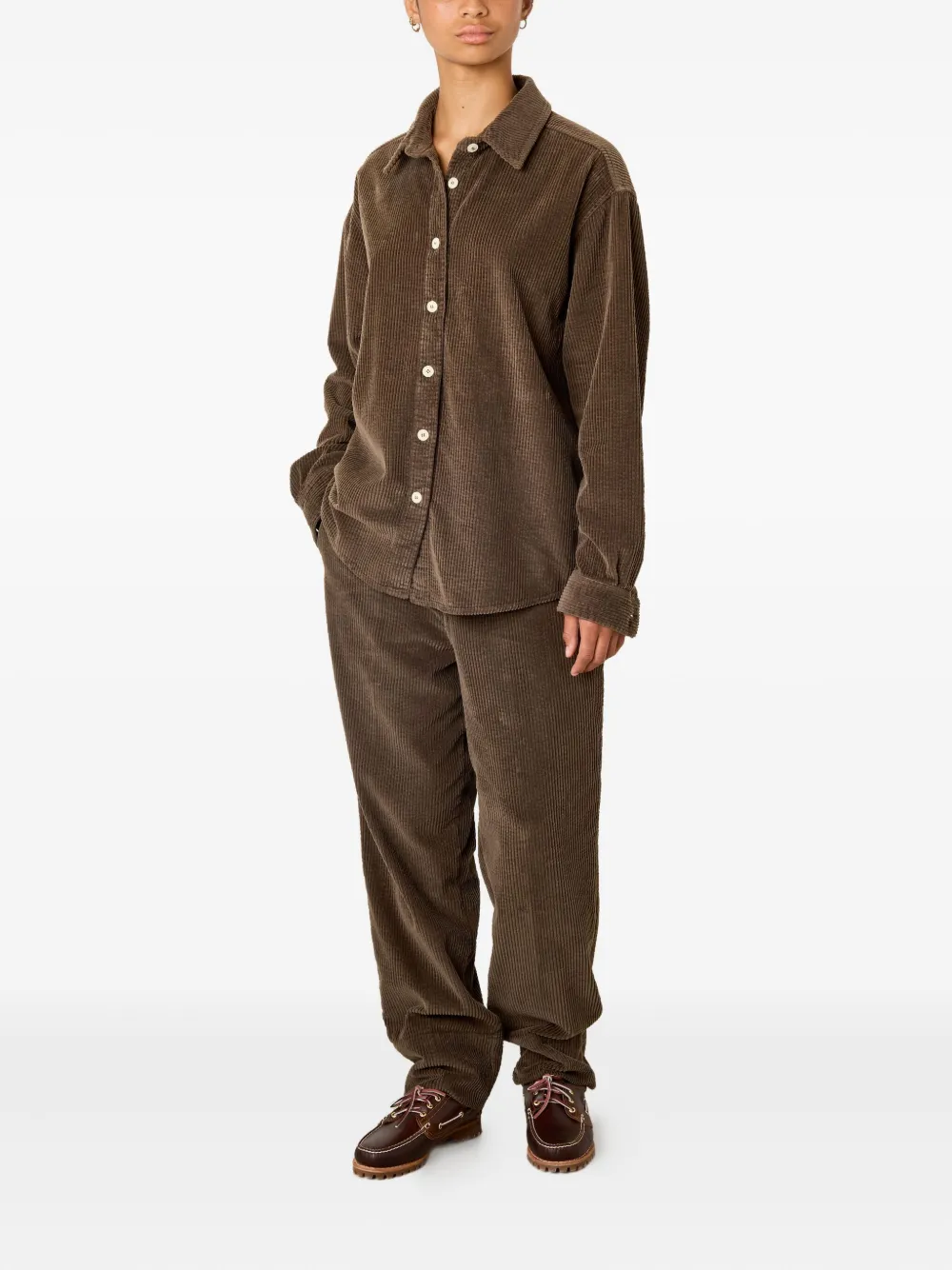 American Vintage Padow button corduroy shirt - Bruin