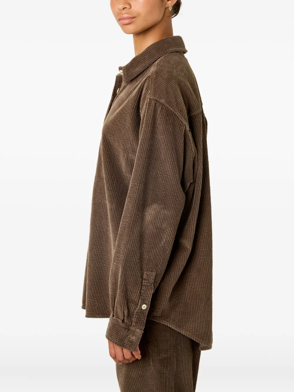 American Vintage Padow ribfluwelen blouse met knoop Bruin