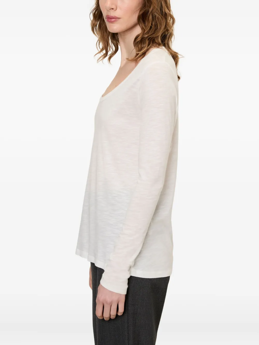 American Vintage Jacksonville Long-sleeve Scoop-neck T-shirt In White