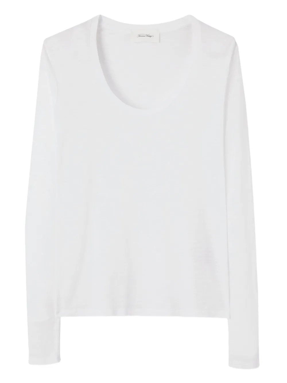 American Vintage Jacksonville Long-sleeve Scoop-neck T-shirt In White