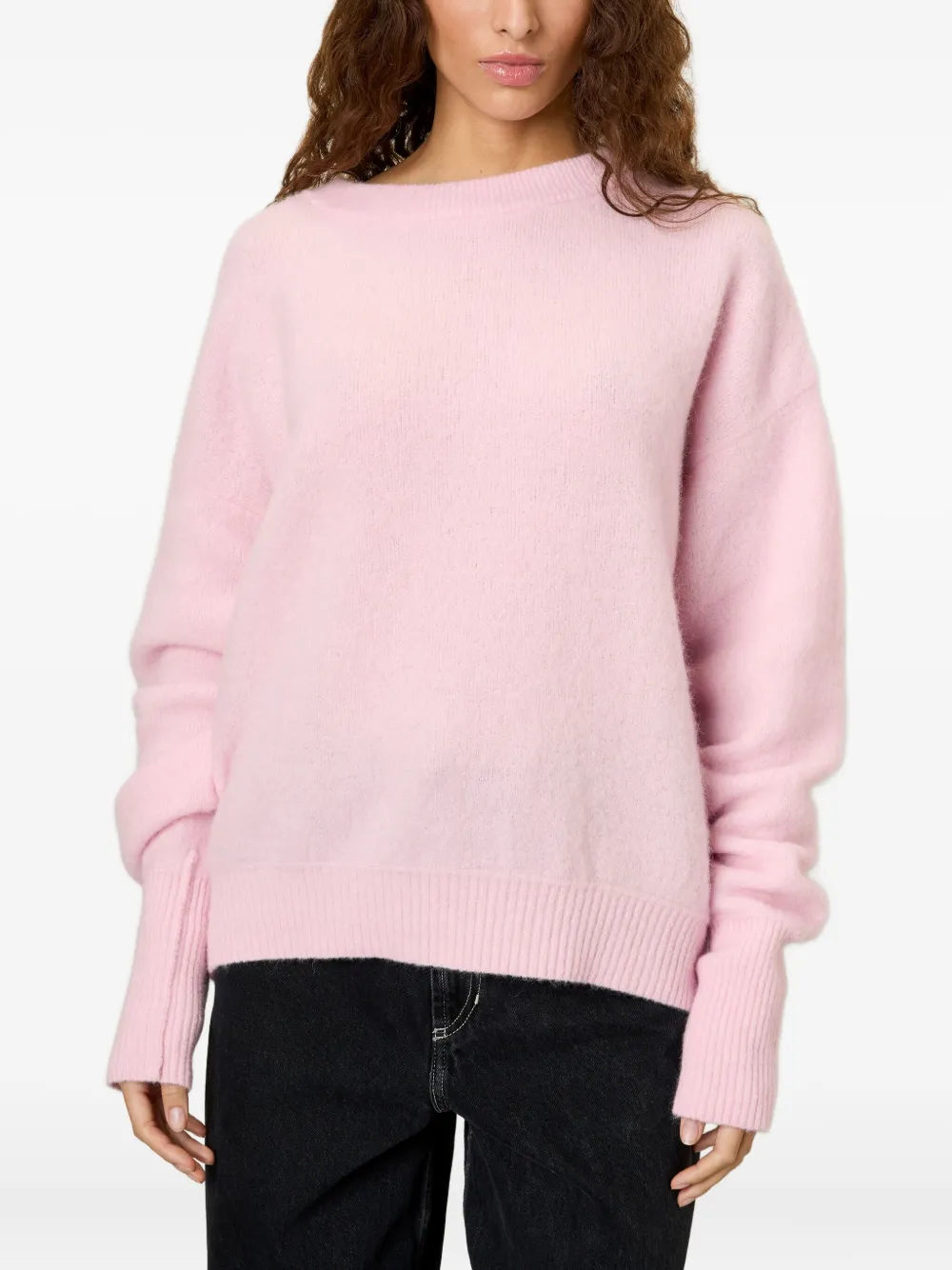 American Vintage Vitow geribbelde trui Roze