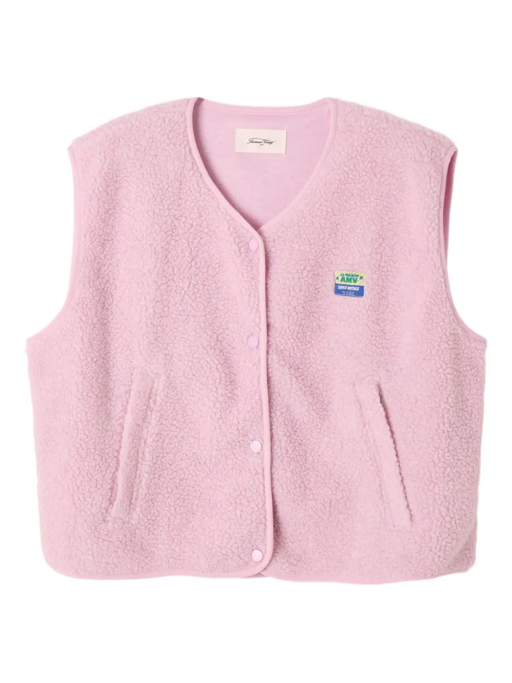 American Vintage Hoktown patch faux-shearling gilet - Pink