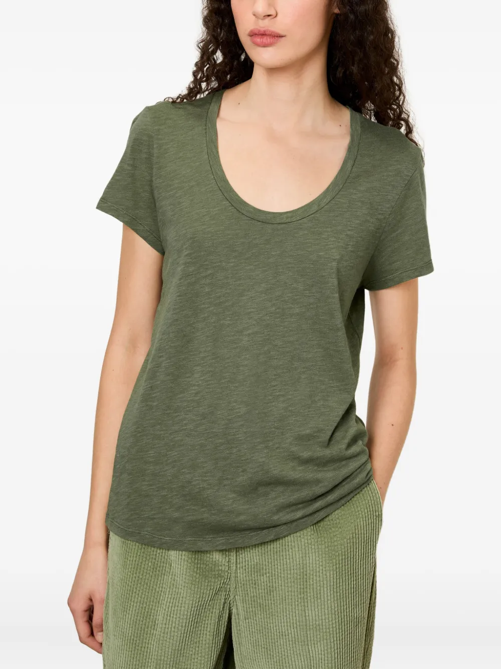 American Vintage Jacksonville T-shirt met korte mouwen en diepe ronde hals Groen