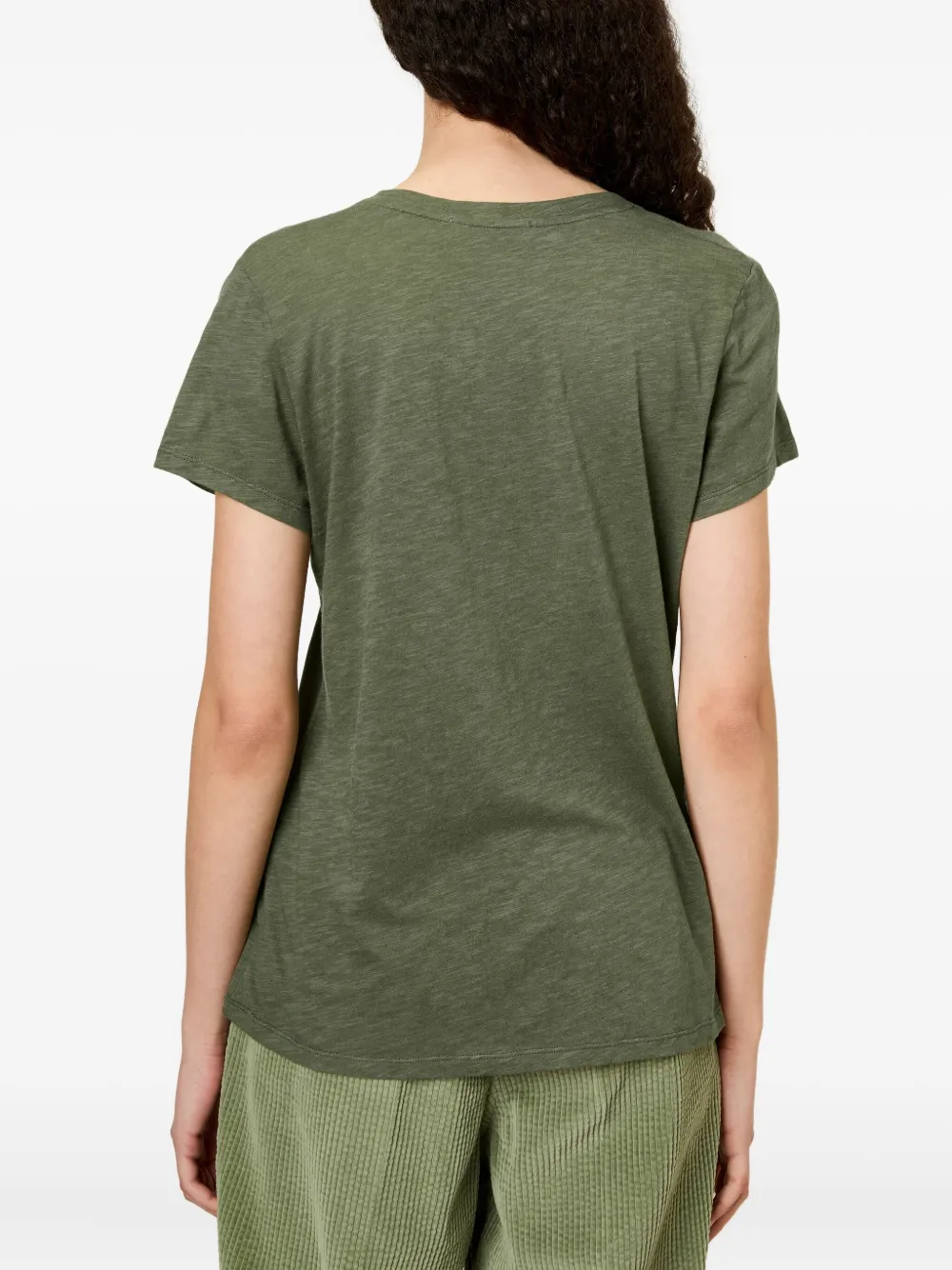 American Vintage Jacksonville T-shirt met korte mouwen en diepe ronde hals Groen