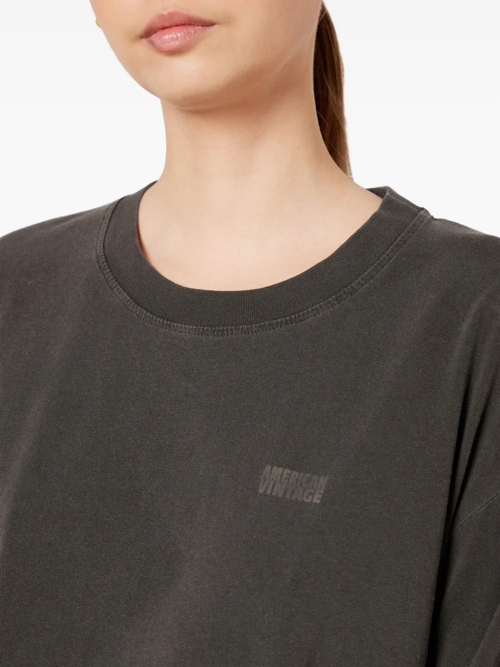 American Vintage Pymaz sweater met logo en lange mouwen Grijs