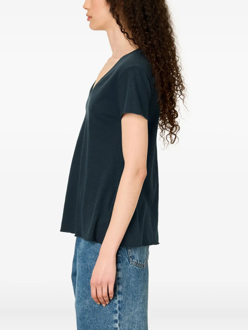 American Vintage Jacksonville T-shirt met V-hals Blauw