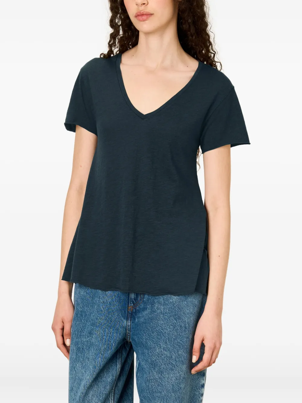 American Vintage Jacksonville T-shirt met V-hals Blauw