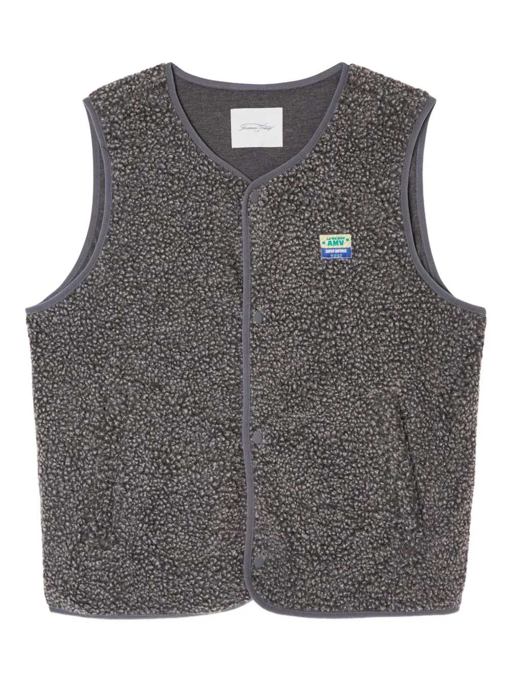 American Vintage Hoktown Weste aus Faux Shearling mit Druckknöpfen - Grau