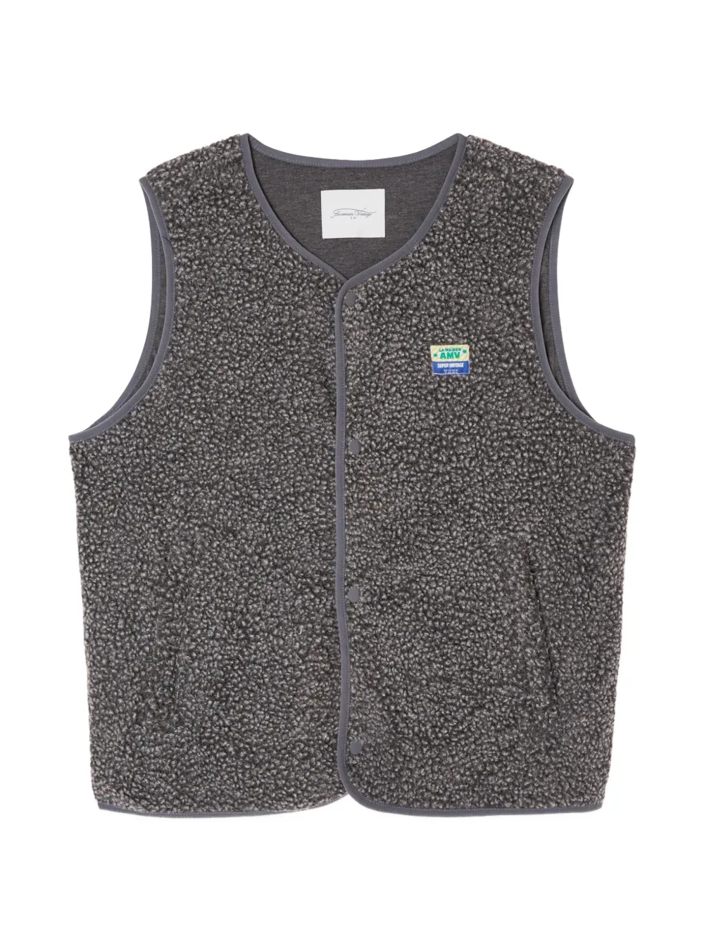 American Vintage Hoktown press-stud faux-shearling gilet - Grey