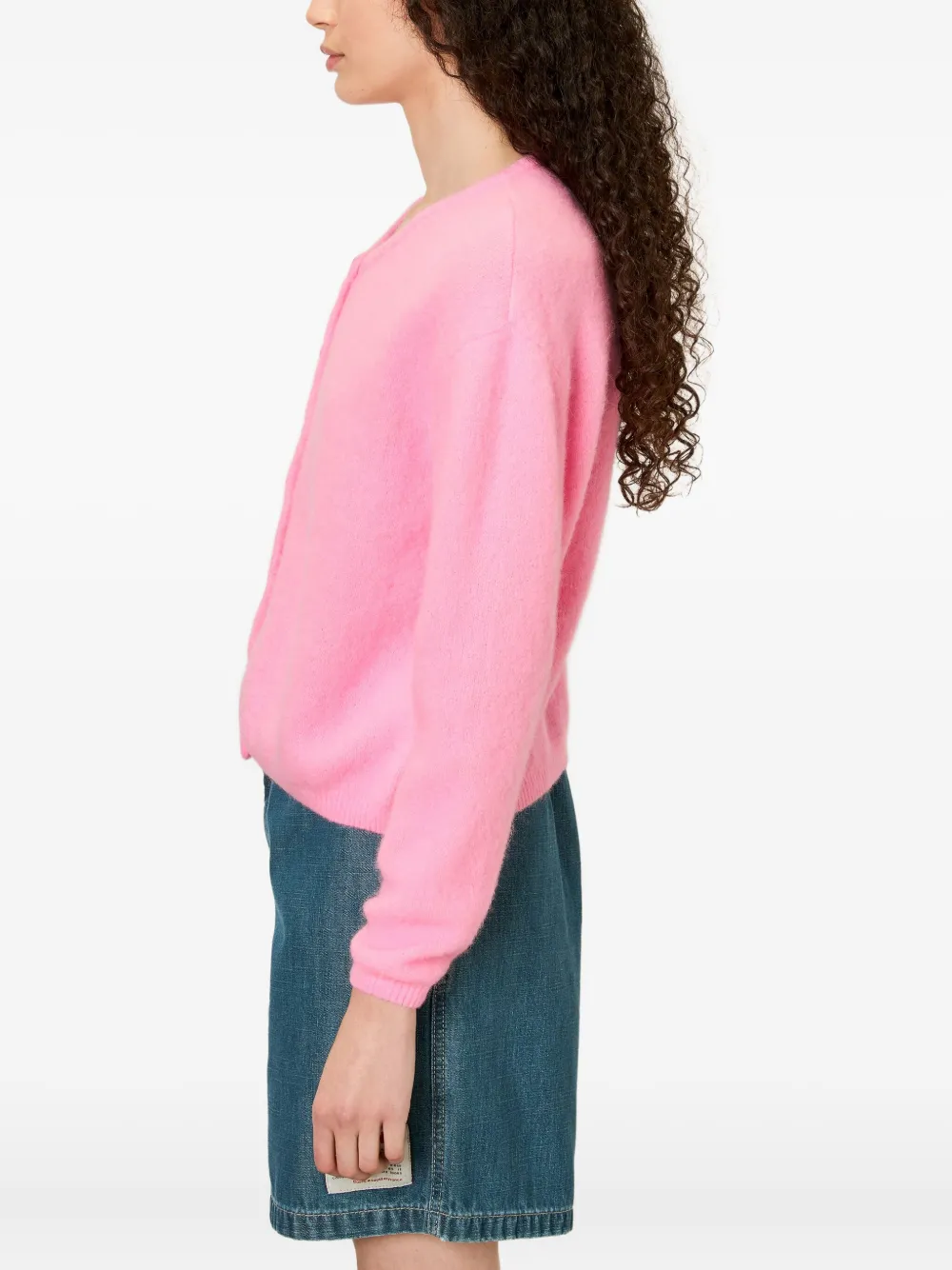 American Vintage Vitow Buttoned Ribbed Cardigan In Pink