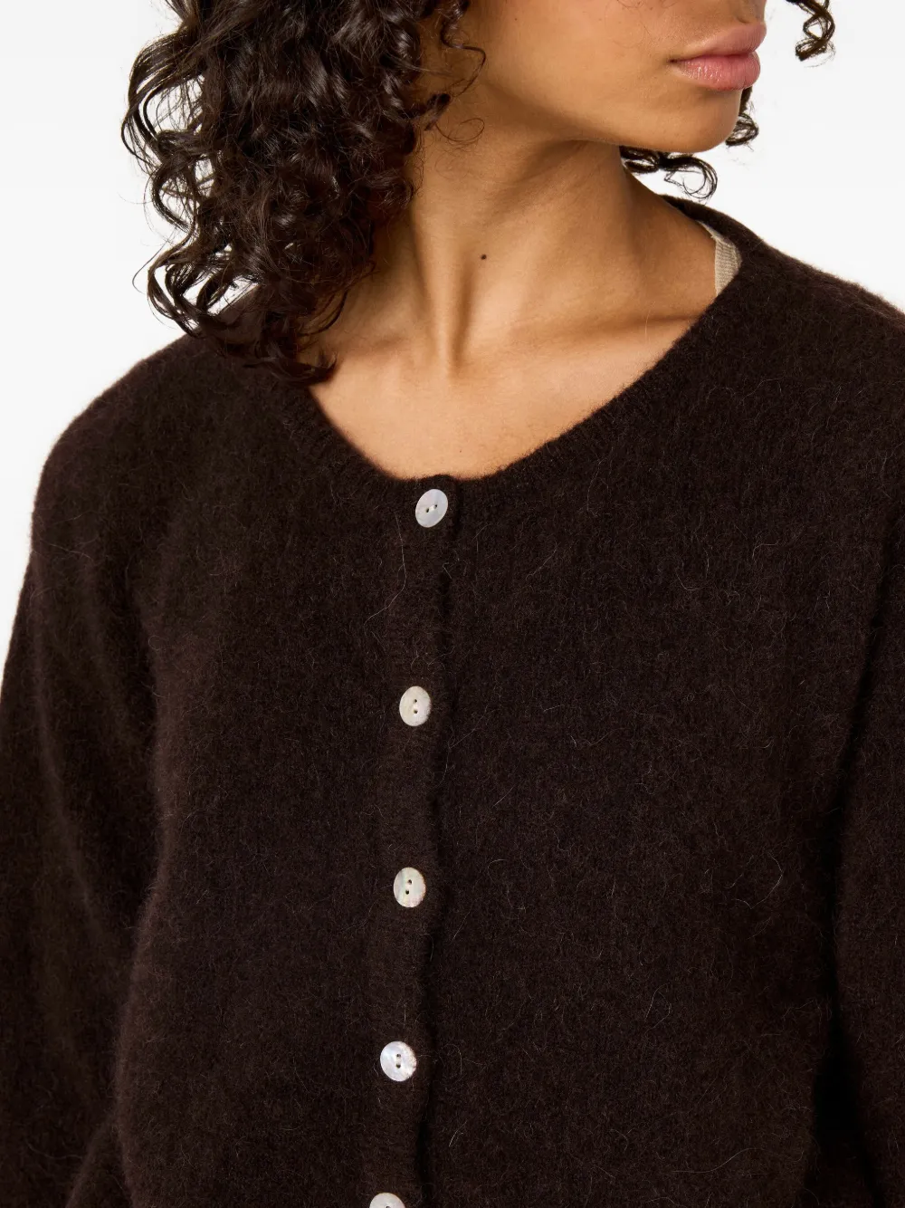 American Vintage Vitow Buttoned Round-neck Cardigan In Brown