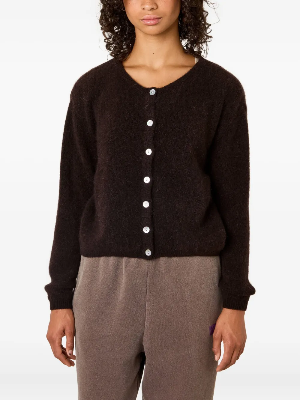 American Vintage Vitow Buttoned Round-neck Cardigan In Brown