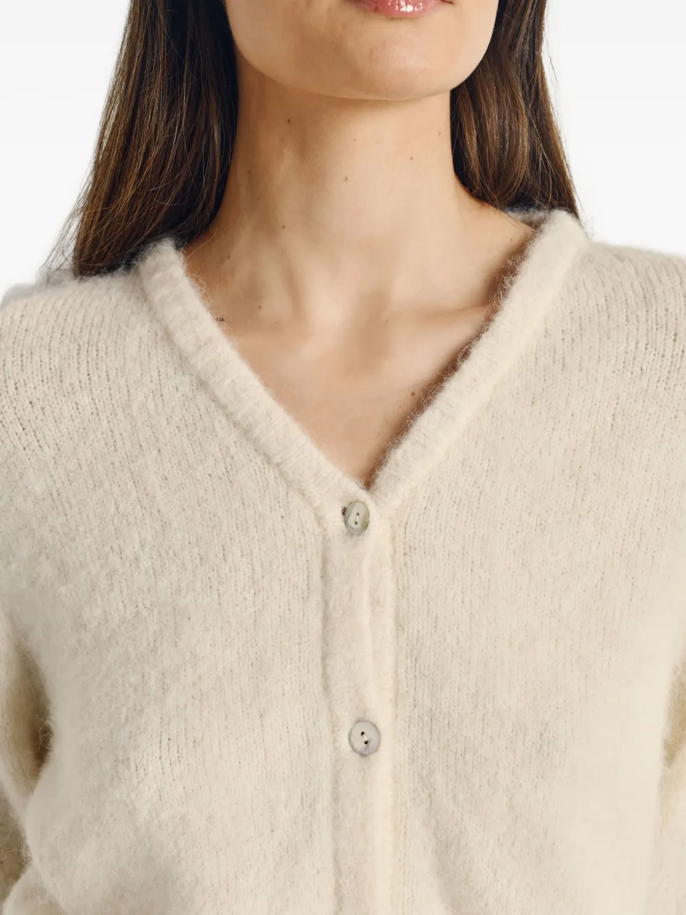 American Vintage East Button V-neck Cardigan In Neutral