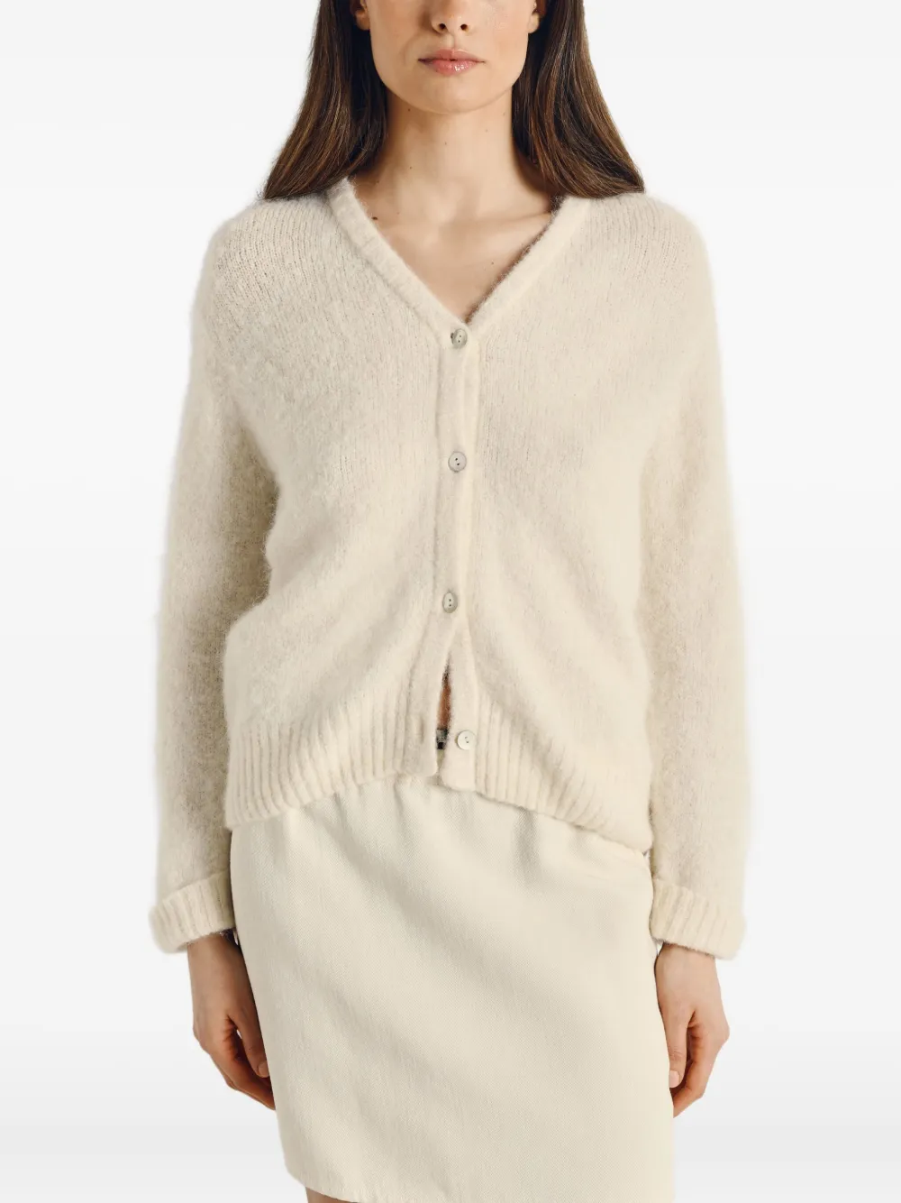 American Vintage East Button V-neck Cardigan In Neutral