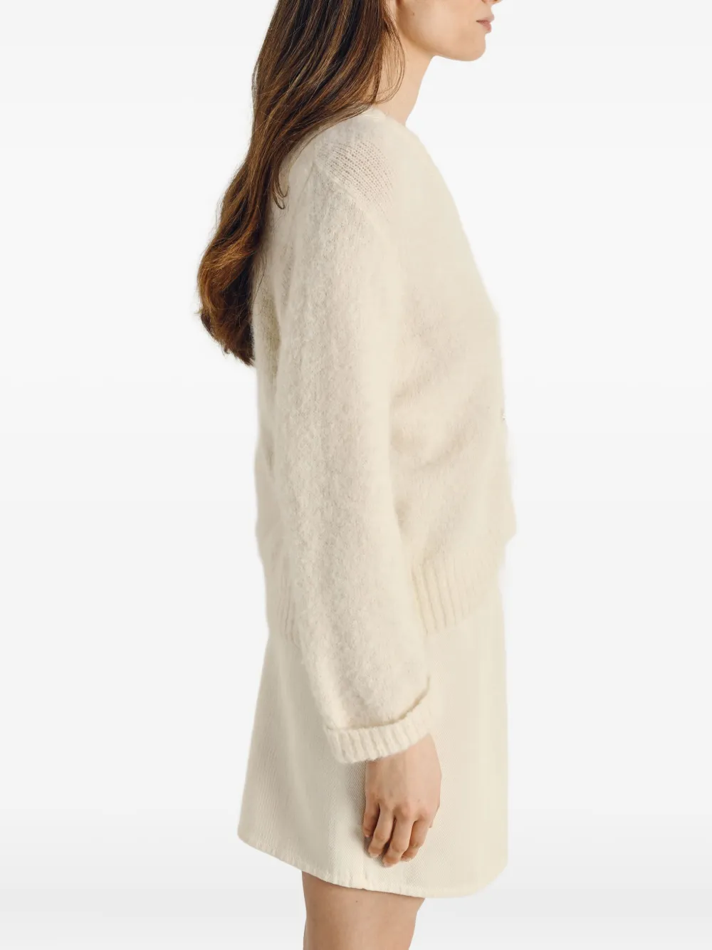 American Vintage East Button V-neck Cardigan In Neutral