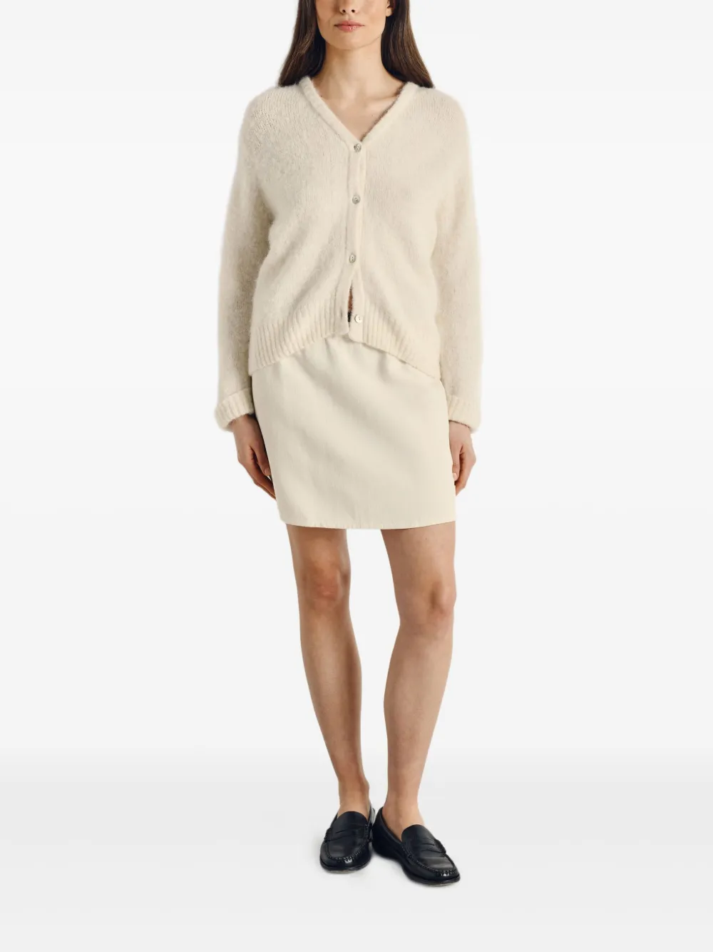 American Vintage East Button V-neck Cardigan In Neutral