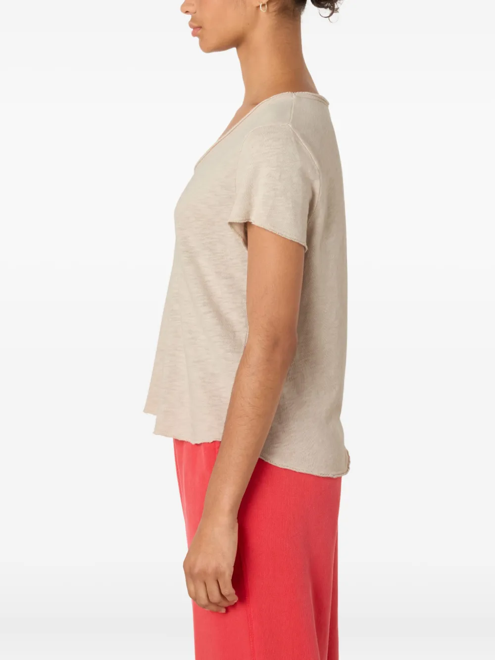 American Vintage Sonoma Brushed V-neck T-shirt In Neutral