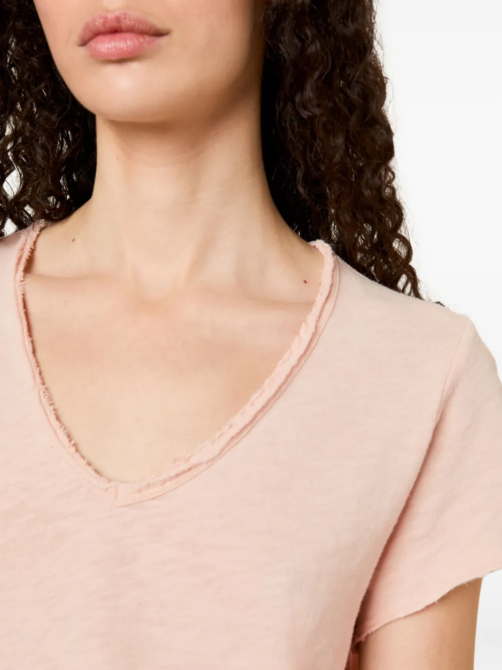 American Vintage Sonoma geborsteld T-shirt met V-hals Roze