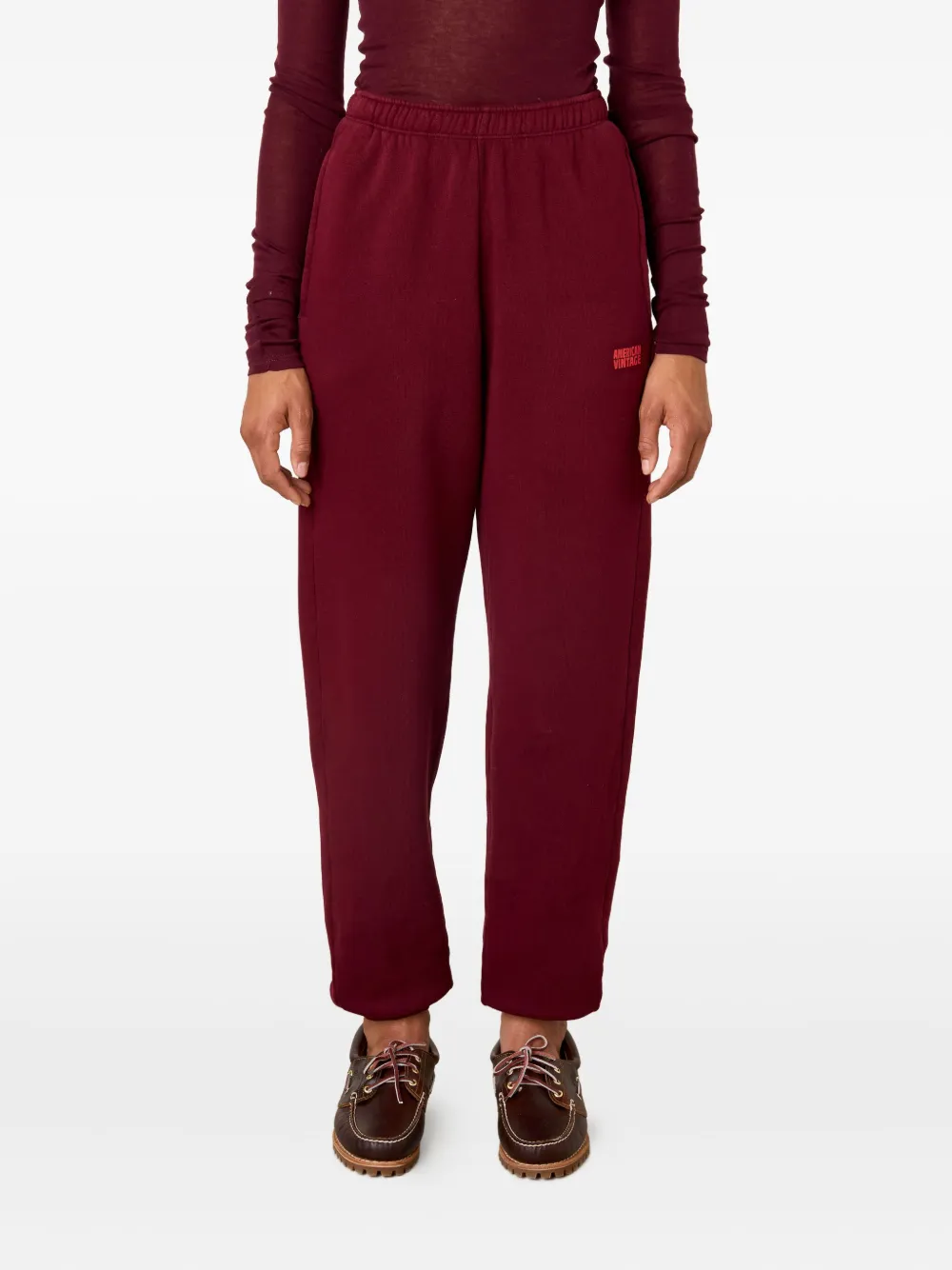 American Vintage Izubird Elasticated Track Pants In Red
